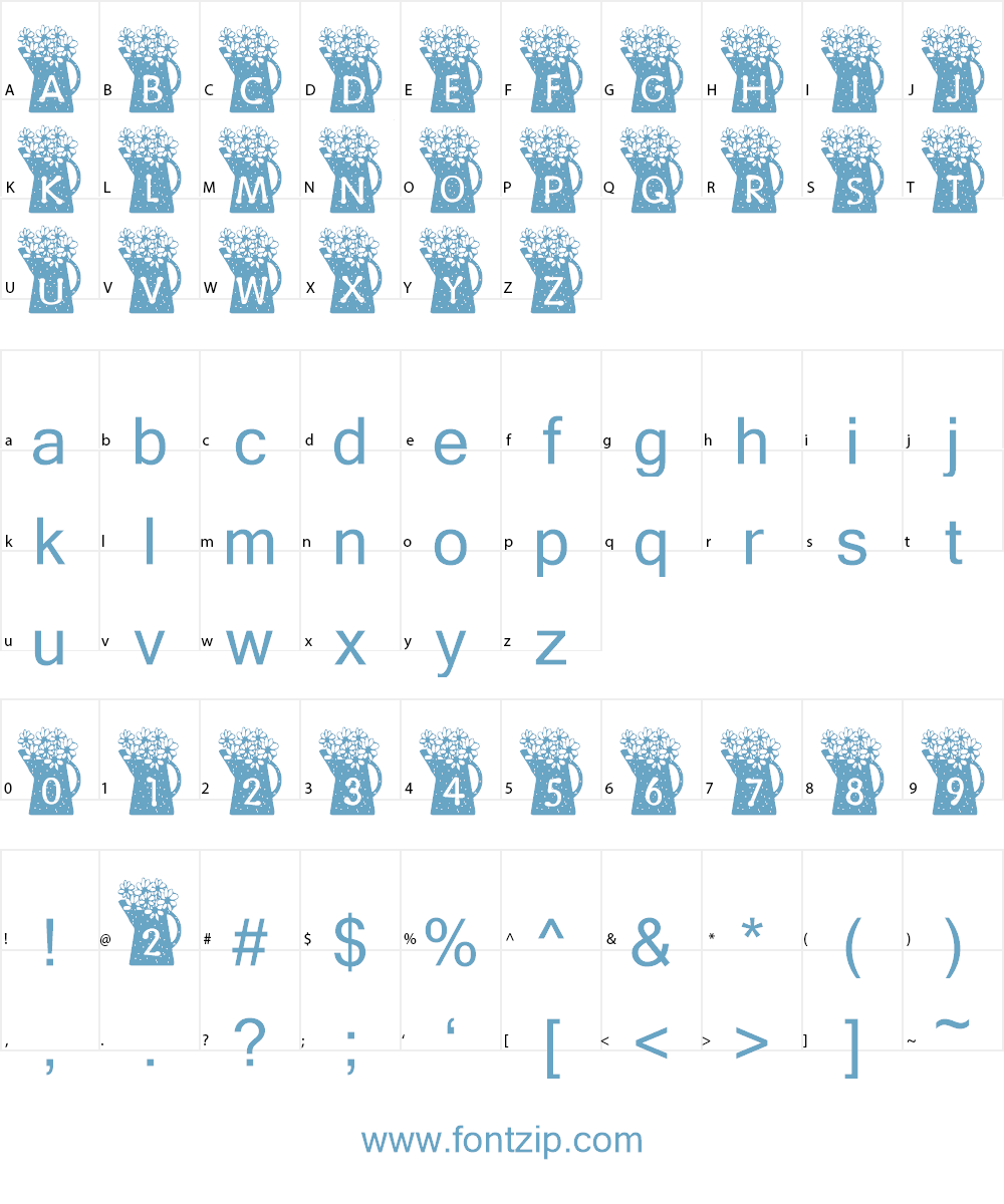 Summer's Country Coffee Pots Font Character